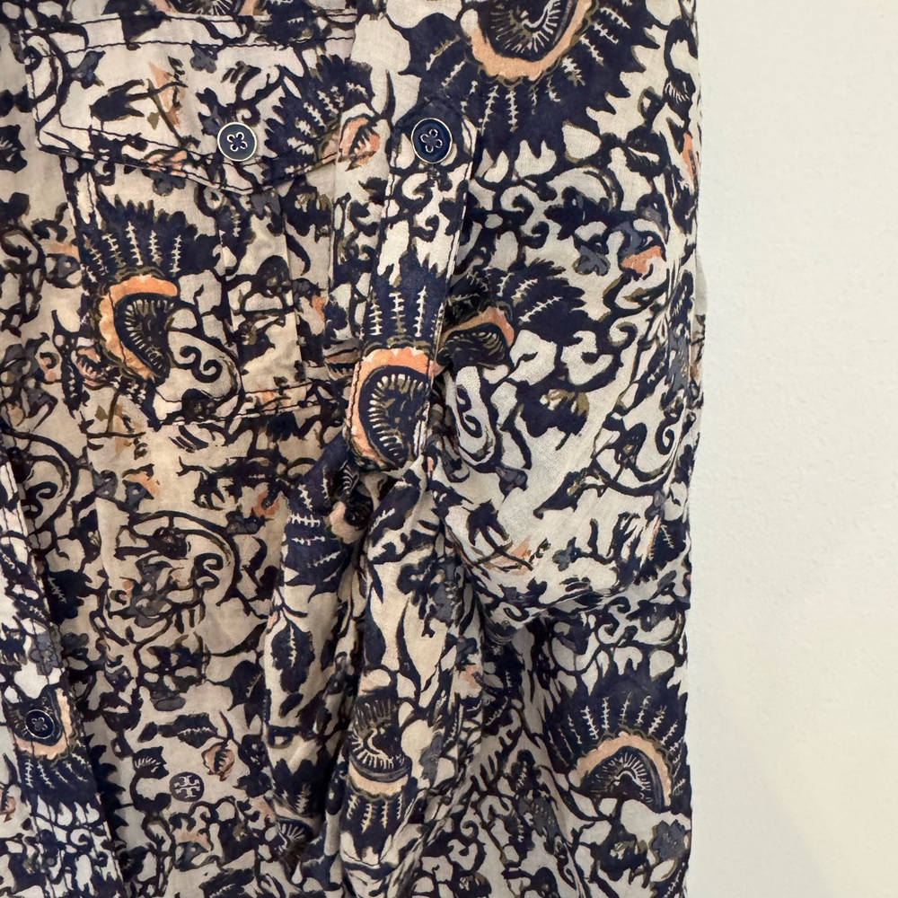 Tory Burch Blue Bridgette Printed Button Down Shirt - Picture 3 of 9
